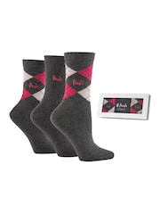 Pringle Grey Classic Argyle Christmas Gift Box 3 pack - Image 1 of 10