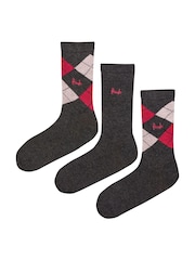 Pringle Grey Classic Argyle Christmas Gift Box 3 pack - Image 7 of 10