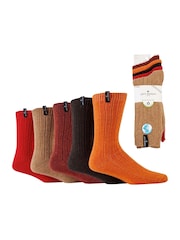 Jeff Banks Orange Chunky Knit Rib Boot Socks 5 Pack - Image 3 of 8