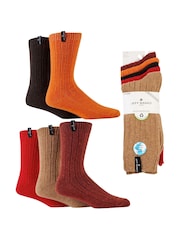 Jeff Banks Orange Chunky Knit Rib Boot Socks 5 Pack - Image 4 of 8