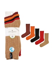 Jeff Banks Orange Chunky Knit Rib Boot Socks 5 Pack - Image 6 of 8
