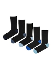 Jeff Banks Black Chunky Knit Boot Socks 5 Pack - Image 1 of 7