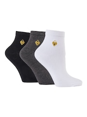 Schwarz - Wild Feet Padlock Embroidery Cropped Crew Socks 3 pack - Bild 1 von 7