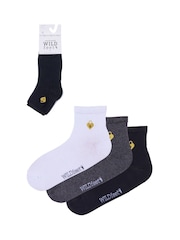 Schwarz - Wild Feet Padlock Embroidery Cropped Crew Socks 3 pack - Bild 6 von 7