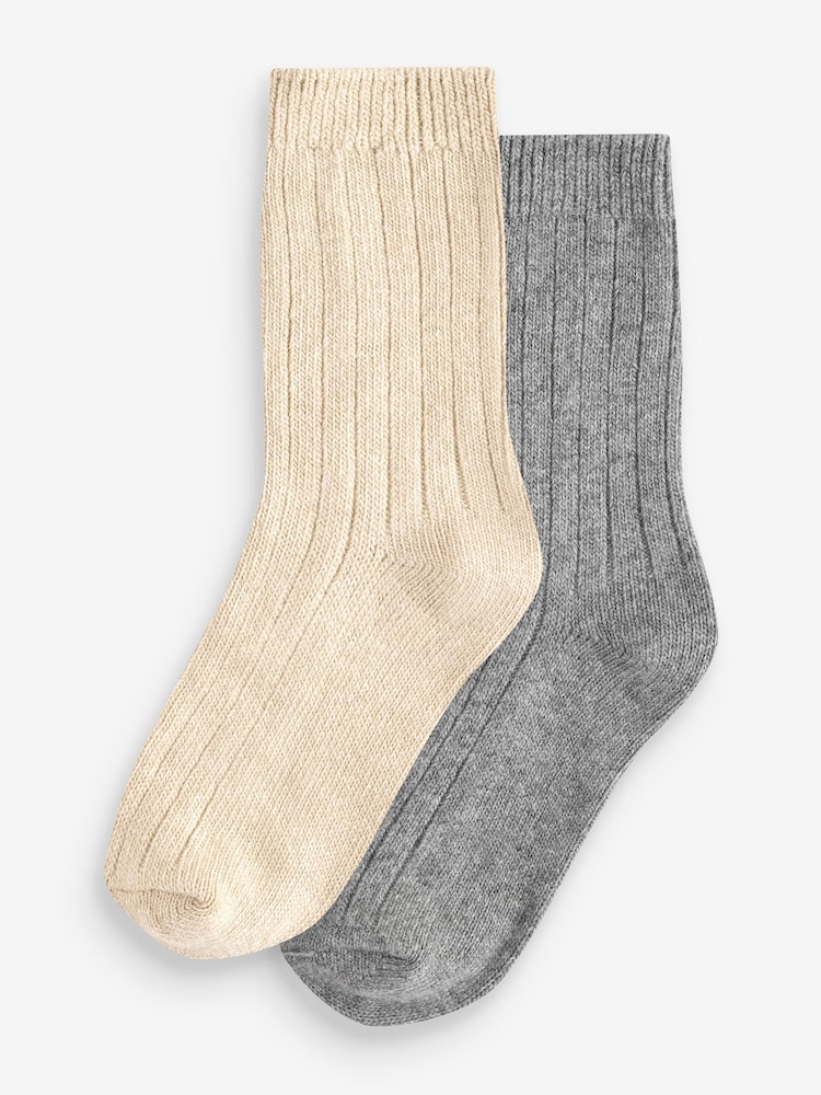 Wild Feet Grey Luxury Cashmere Blend Socks 2 pack - Image 1 of 10