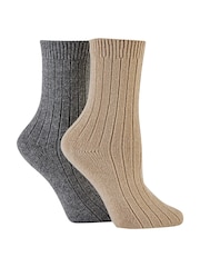 Wild Feet Grey Luxury Cashmere Blend Socks 2 pack - Image 4 of 10