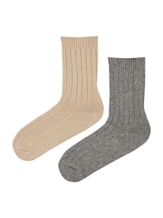 Wild Feet Grey Luxury Cashmere Blend Socks 2 pack - Image 5 of 10