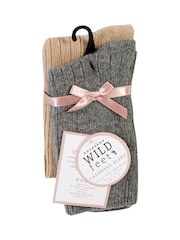 Wild Feet Grey Luxury Cashmere Blend Socks 2 pack - Image 6 of 10