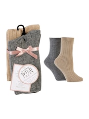 Wild Feet Grey Luxury Cashmere Blend Socks 2 pack - Image 7 of 10