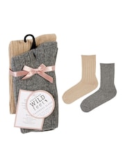 Wild Feet Grey Luxury Cashmere Blend Socks 2 pack - Image 8 of 10