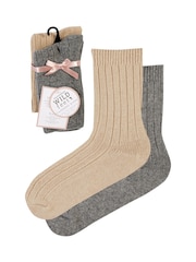 Wild Feet Grey Luxury Cashmere Blend Socks 2 pack - Image 9 of 10