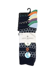 Jeff Banks Blue Recycled Cotton Fun Design Crew Socks 7 pack - Image 11 of 15