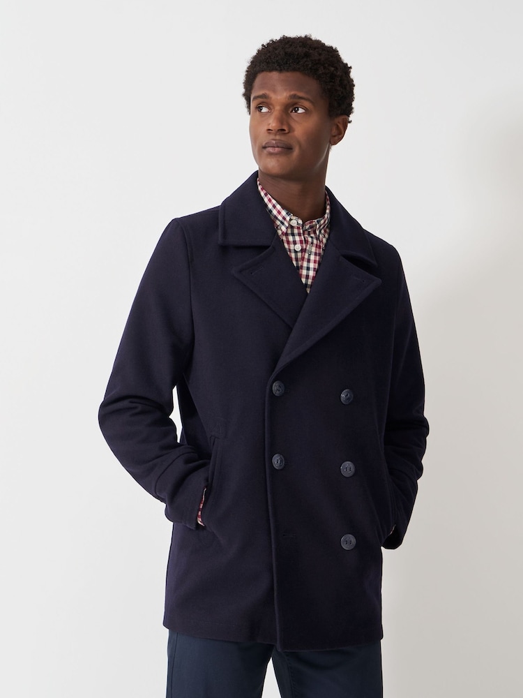 Crew Clothing Blue Wool Blend Peacoat - Image 1 of 5