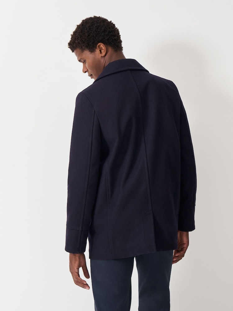 Crew Clothing Blue Wool Blend Peacoat - Image 2 of 5