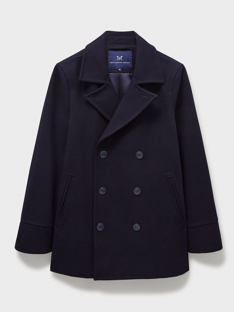 Crew Clothing Blue Wool Blend Peacoat - Image 5 of 5