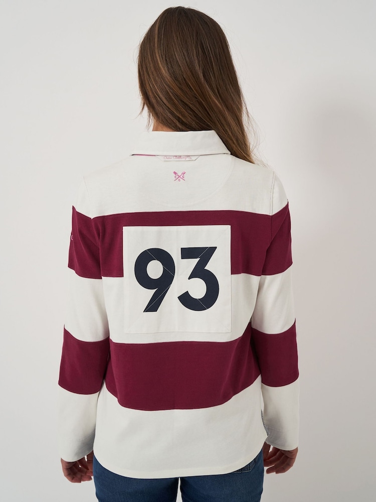 Crew Clothing Company Red Striped Long Sleeve 100% Cotton Rugby Shirts - Image 2 of 5
