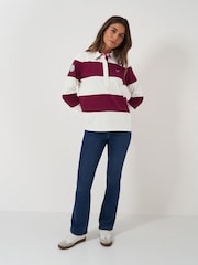 Crew Clothing Company Red Striped Long Sleeve 100% Cotton Rugby Shirts - Image 3 of 5