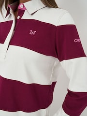 Crew Clothing Company Red Striped Long Sleeve 100% Cotton Rugby Shirts - Image 4 of 5