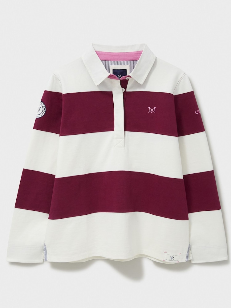 Crew Clothing Company Red Striped Long Sleeve 100% Cotton Rugby Shirts - Image 5 of 5