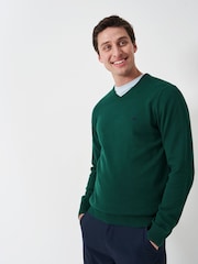 Crew Clothing Company Green V-Neck Jumper - Image 1 of 5