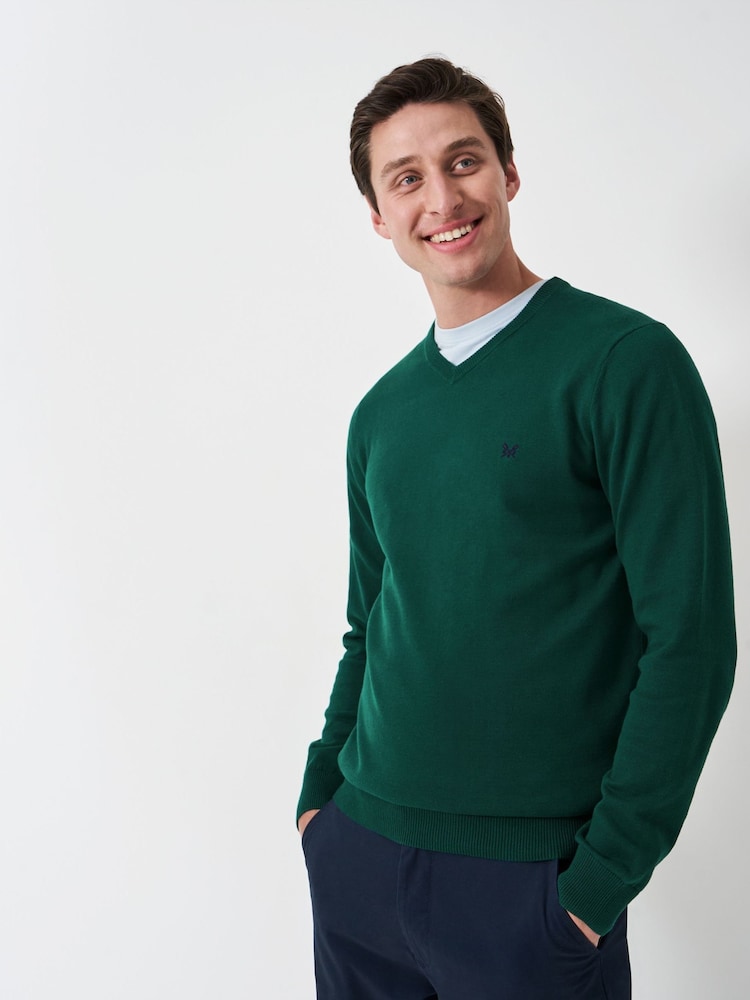Crew Clothing Company Green V-Neck Jumper - Image 1 of 5