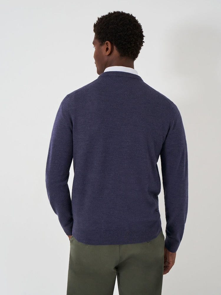 Crew Clothing Blue Merino Wool Crew Neck Jumper - Image 2 of 5