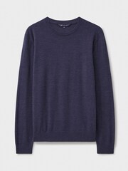 Crew Clothing Blue Merino Wool Crew Neck Jumper - Image 5 of 5