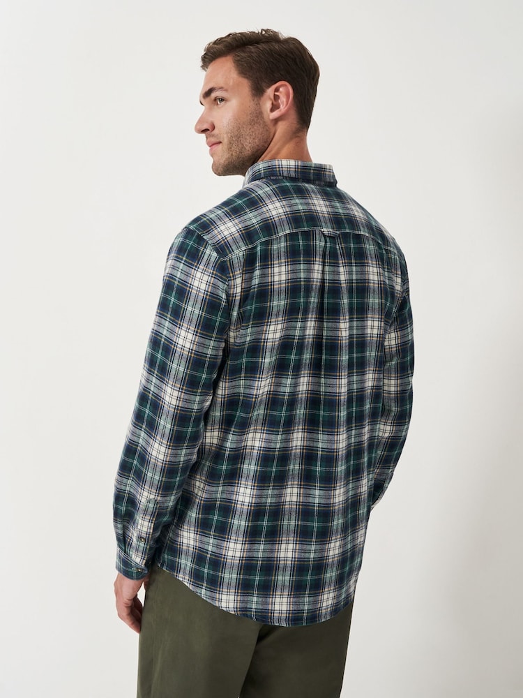 Crew Clothing Blue Miller Check 100% Cotton Flannel Shirt - Image 2 of 5