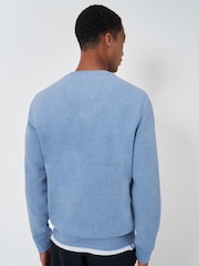 Crew Clothing Blue Yarn Dyed Patch Crew Neck 100% Cotton Sweatshirt - Image 2 of 5