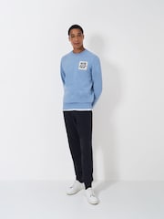 Crew Clothing Blue Yarn Dyed Patch Crew Neck 100% Cotton Sweatshirt - Image 3 of 5