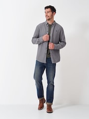 Crew Clothing Grey 100% Cotton Long Sleeve Herringbone Flannel Shirt - Image 1 of 5