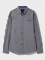 Crew Clothing Grey 100% Cotton Long Sleeve Herringbone Flannel Shirt - Image 5 of 5