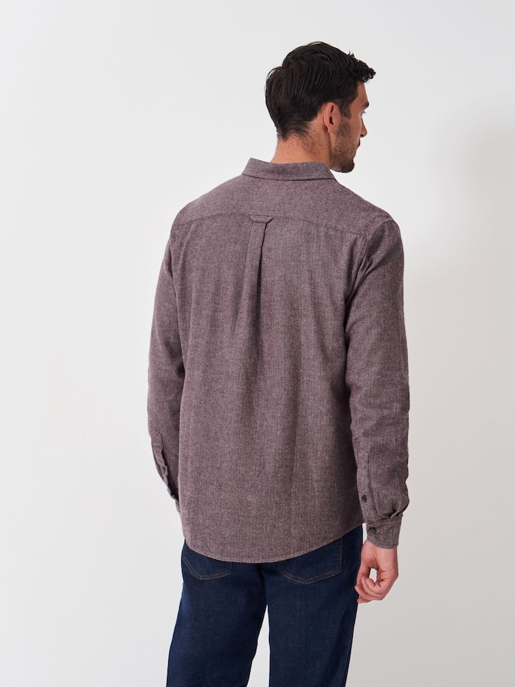 Crew Clothing Red 100% Cotton Long Sleeve Herringbone Flannel Shirt - Image 2 of 5