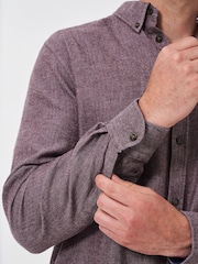 Crew Clothing Red 100% Cotton Long Sleeve Herringbone Flannel Shirt - Image 4 of 5