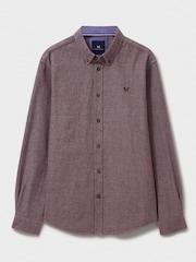 Crew Clothing Red 100% Cotton Long Sleeve Herringbone Flannel Shirt - Image 5 of 5