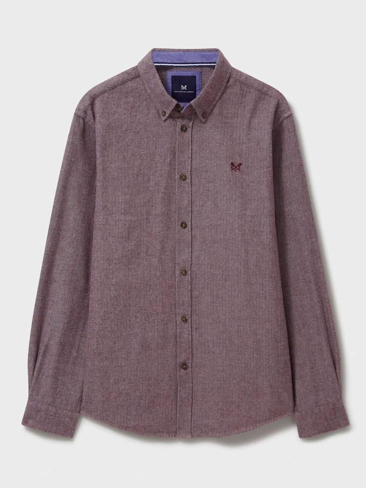 Crew Clothing Red 100% Cotton Long Sleeve Herringbone Flannel Shirt - Image 5 of 5