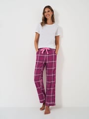 Crew Clothing Company Red 100% Cotton Brushed Flannel Checked Lounge Trousers - Image 3 of 5