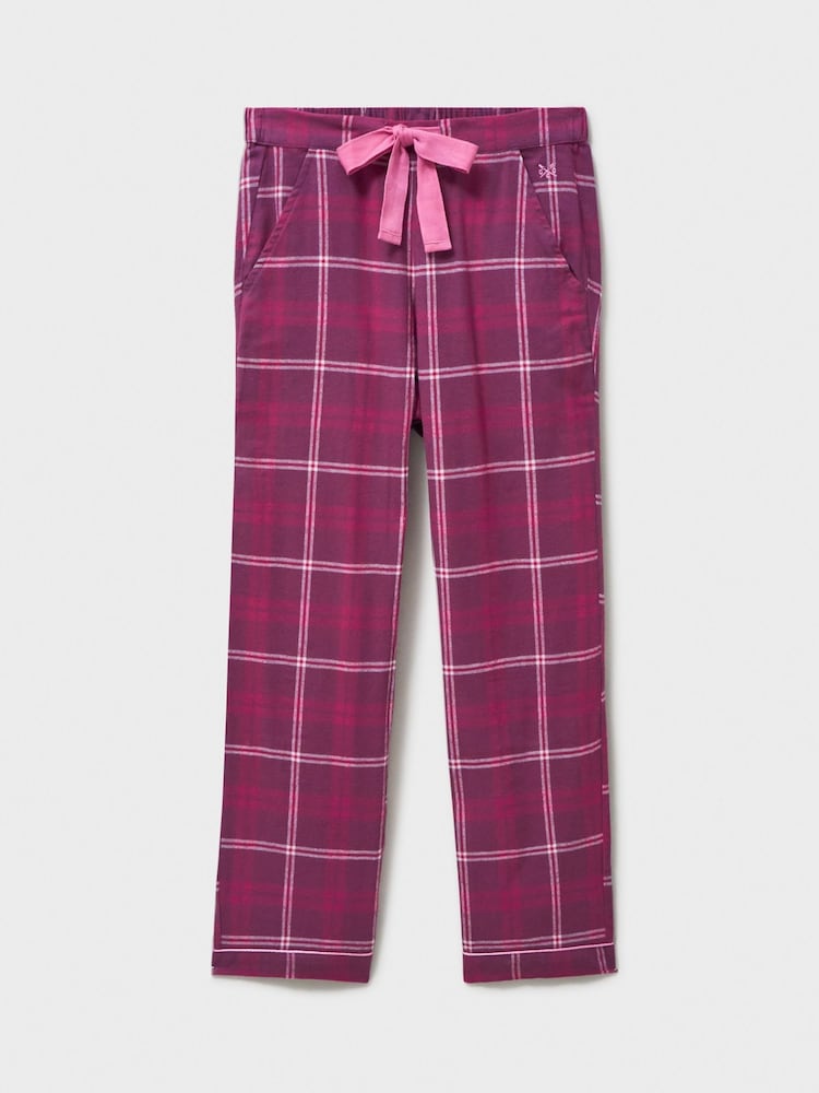 Crew Clothing Company Red 100% Cotton Brushed Flannel Checked Lounge Trousers - Image 5 of 5