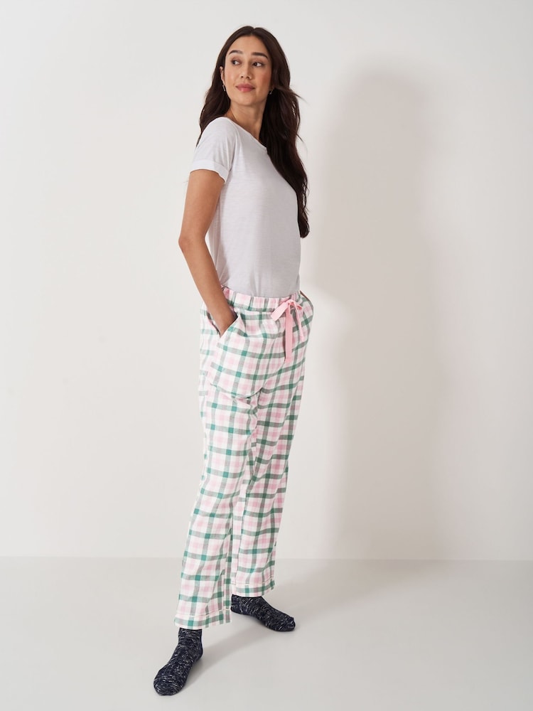 بنطلون مريح ناعم قطن 100% مُزين بنقش مربعات من Crew Clothing Company - صورة 1 من 4