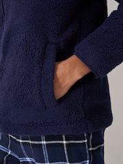 Blau - Crew Clothing Company Borg Lounge-Sweatshirt mit durchgehendem Reißverschluss - Bild 4 von 5