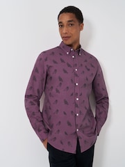 Crew Clothing Company Red 100% Cotton Owl Print Poplin Shirt - Image 1 of 4