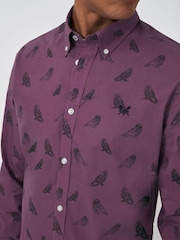 Crew Clothing Company Red 100% Cotton Owl Print Poplin Shirt - Image 4 of 4