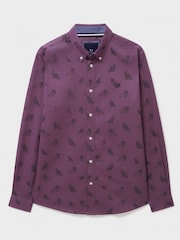 Crew Clothing Company Red 100% Cotton Owl Print Poplin Shirt - Image 5 of 5