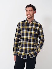 Crew Clothing Company Gold Flannel Checked 100% Cotton Shirt - Image 1 of 5