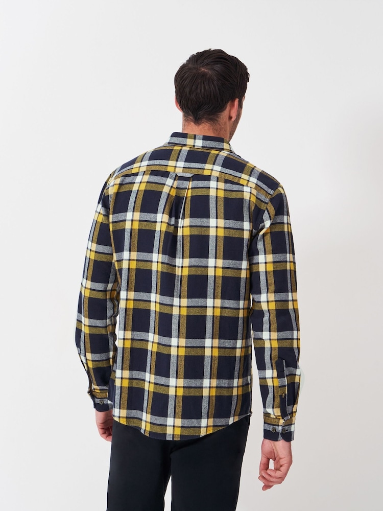 Crew Clothing Company Gold Flannel Checked 100% Cotton Shirt - Image 2 of 5