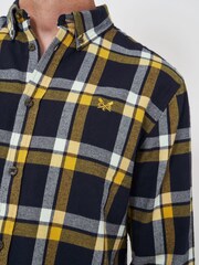 Crew Clothing Company Gold Flannel Checked 100% Cotton Shirt - Image 4 of 5