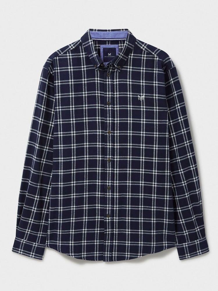 Crew Clothing Company Blue Long Sleeve Dandy Check Flannel 100% Cotton Shirt - Image 5 of 5