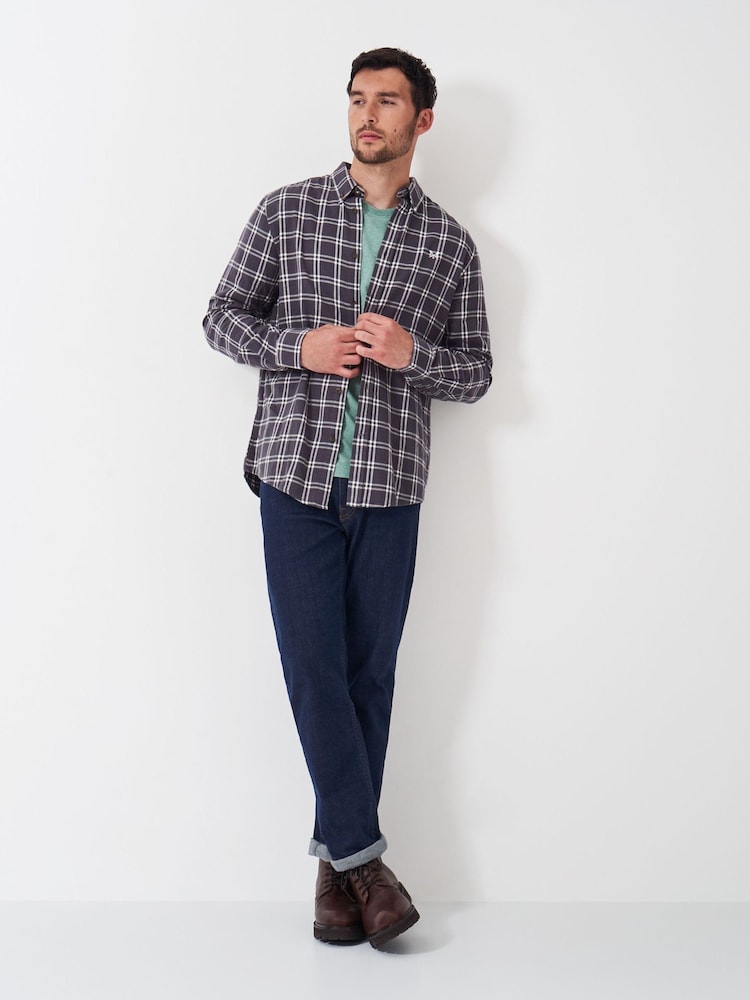 Crew Clothing Company Black Long Sleeve Dandy Check Flannel 100% Cotton Shirt - Image 1 of 5