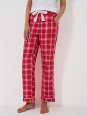 Crew Clothing Red 100% Cotton Brushed Flannel Checked Lounge Trousers - Image 1 of 4