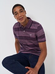 أحمر - قميص بولو أكسفورد مخطط من Crew Clothing Company - صورة 1 من 1